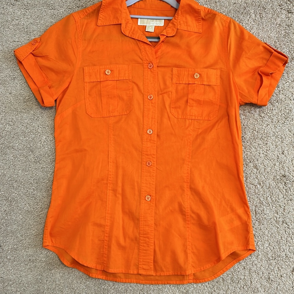 Michael Kors 6‎ Blouse Orange Button Down